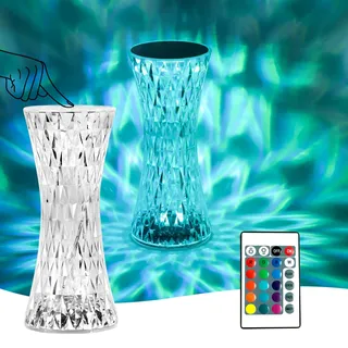 himmel LED Tischlampe aus Kristall, Moderne Kreativität Acryl Diamant Nachttischlampe Touch und Dimmbar [16 Farben & 4 Modi ] Mit Fernbedienung, RGB Farbwechsel Nachtlicht für Schlafzimmer