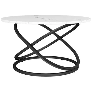 Vicco Couchtisch Calgary 79.5 x 46 cm mit großer Arbeitsfläche, Weiß/Schwarz - Weiß Marmor-Optik 80