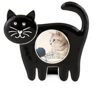 DRW Bilderrahmen, Katze, Schwarz, aus Metall, Foto: 5 x 5 cm