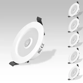 6 Stücke Einbaustrahler LED,Mit Bewegungsmelder Und Dämmerungssensor,LED Spots Badezimmer,Einbau Deckenstrahler Weißes,5W,IP44,6000K,ABS,Deckenspots Für Flur Küche Wohnzimmer Büro Schlafzimmer,Weiß