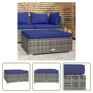 The Living Store Gartenhocker mit Kissen Grau 70x70x30 cm Poly Rattan - Grau