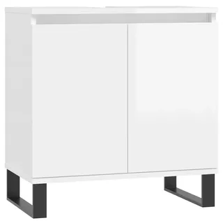vidaXL Badschrank Hochglanz-Weiß 58x33x60 cm Holzwerkstoff - Weiß