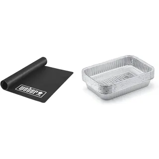 Weber Grillmatte - Groß (180 x 100cm), schützt Terasse/Balkon & 6415 Small 7-1/2-Inch-by-5-inch Aluminum Drip Pans, Set of 10