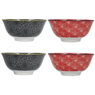 Kitchencraft Rot-schwarzes Design-set Mit 4 Schalen - Black / Red - One Size