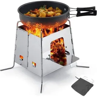 Kleine Opvouwbare Edelstahl Hölzkohlengrill Set Winddicht Camping