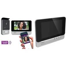 PHILIPS WelcomeEye Connect 2, smarte Video-Türsprechanlage, WLAN, 2-Draht-Anschluss, 2-Familienhaus & WelcomeEye ADD Comfort Zusatzmonitor, 7 Zoll