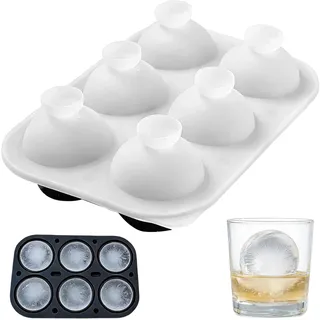 Silikonform Mit EiswüRfelform FäChern,EiswüRfelform Kugel Form Mit Deckel,Bpa-Frei,Faltbar,Auslaufsicher,5 Cm GroßE,Eiskugelform Silikon
