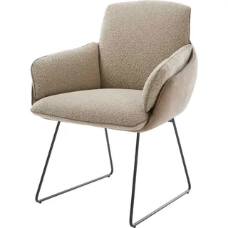 DeLife Polsterstuhl Luan-Flex, mit Armlehnen Kufengestell Schwarz Materialmix Schlamm grau 66 cm x 90 cm x 62 cm