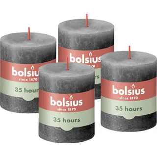 Bolsius Rustik Stumpenkerzen 8 x 7 cm dunkelgrau 4 St.