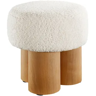 SalesFever »mit Teddyfell-Sitzfläche – Großer Plüsch-Pouf« 1 Stk. tlg. mit Sitzfläche aus Teddyfell, beige