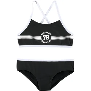 KangaROOS Bustier-Bikini "Sporty" mit sportlichem Frontdruck, schwarz