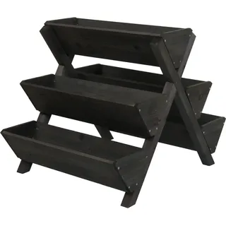 MCW Pflanztreppe O15 Blumenregal Pflanzkübel Holz 5 Kästen 56x56x70 Anthrazit