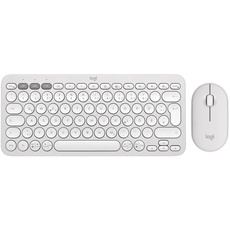 Logitech Pebble 2 Combo, kabellose Tastatur und Maus, leise und mobil, anpassbar, Logi Bolt, Bluetooth, Easy-Switch für Windows, macOS, iPadOS, Chrome, Deutsches QWERTZ-Layout, Weiß