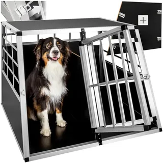 Tectake tectake® Hundetransportbox doppel, mit gerader Rückwand, verschließbare Gittertür, mit schützenden Kunststoffecken
