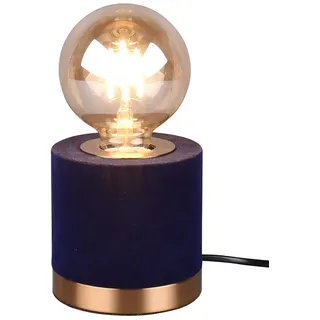 Reality Leuchten Tischleuchte Judy R50691012, Metall Messing matt, Samt Blau, exkl. 1x E27