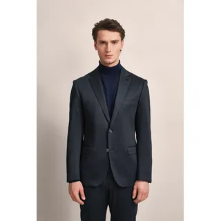 Anzugsakko BUGATTI, Herren, Gr. 52, blau (marine), 85% Polyester, 11% Viskose, 4% Elasthan, unifarben, normal, normaler Saum, Sakkos Anzugsakko, mit Brusttasche
