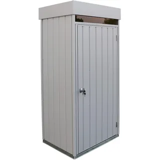 Duramax Palladium Aufbewahrungsschrank Eintüriger mit Dachterrasse und vorderem Oberlicht, Lagerschrank für den Garten, Gartenschrank, inklusive verstellbarem Regalset, silberfarben