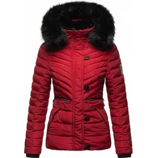 Navahoo Damen Winter Jacke Stepp Winterjacke Mantel Kunstfell Kapuze Wisteriaa Rot Gr. 36 - S - Rot