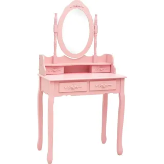 vidaXL Schminktisch-Set mit Hocker Rosa 75x69x140 cm Paulownia-Holz - Rosa