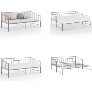 vidaXL Ausziehsofa Bettgestell Grau Metall 90x200 cm - Schlafsofa-Gestell - Schlafsofas-Gestelle - Schlafsofa-Rahmen - Sofa Mit Ausziehbett - Grau