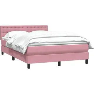 vidaXL Boxspringbett mit Matratze Rosa 160x210 cm Samt - Rosa