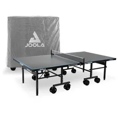 JOOLA Tischtennisplatte Outdoor Aluminium PRO Wetterfest mit Tisch Abdeckung, Klappbares Untergestell - Schneller Aufbau - inkl. Netz grau/blau 274 x 152,5 x 76 cm