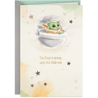 Hallmark Star Wars Babyparty-Karte für frischgebackene Eltern (Baby Yoda, Force is Strong) Welcome New Baby, Glückwünsche, Gender Reveal, May the 4
