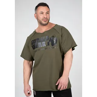 Gorilla Wear Classic Work Out Top - armeegrün - Bodybuilding und Fitness Bekleidung Herren mit Logo Aufdruck für maximale Bewegungsfreiheit aus Baumwolle und Polyester, S-M