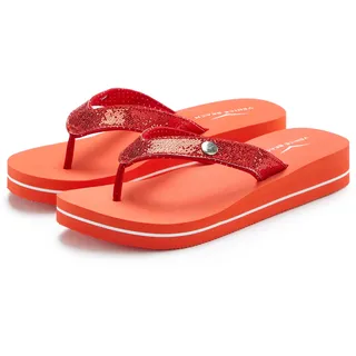 Badezehentrenner VENICE BEACH "Sandale, Badeschuh, Badelatsche, Flip Flop, Badeschlappe, Pantolette", Damen, Gr. 41, orange (rot), Obermaterial: 100% Textilmaterial. Decksohle: 100% Synthetik. Futter: 100% Textilmaterial. Laufsohle: 100% Synthetik, Glitzer, unifarben, Schuhe Badezehentrenner, Zehentrenner mit wasserabweisender und leichter Sohle VEGAN, Topseller