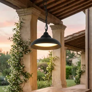 LED Hängeleuchte Außen Aluminium 25 cm Breit IP54 Schwarz Rund 1200 lm Modern