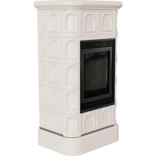 Kamineinsatz aus Stahl KRATKI BLANKA 8 kW Ø 160 creme Kachel schwarz Verkleidung - Creme, Schwarz