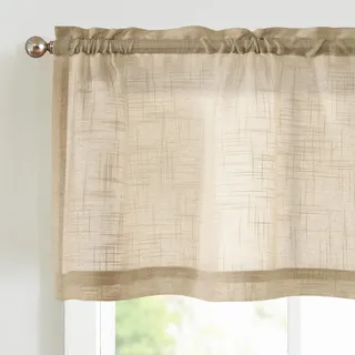 Vangao Voile Scheibengardine Transparente Bistrogardine Sheer Unifarbige Tunnelzug Küchenvorhang Gaze Kurze Gardine für Klein Fenster Küche Wohnzimmer Schlafzimmer Taupe 130x40cm (BxH) 1 Stück