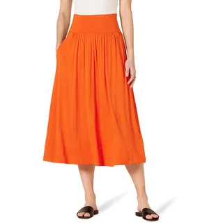 Amazon Essentials Damen Midirock aus Jersey zum Hineinschlüpfen, Orange, S
