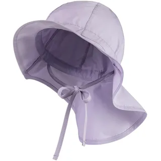 Sterntaler Sonnenhut - Mädchen Sommerhut - UV-Schutz 50+ Mütze mit breiter Krempe und Größenregulierung - Nackenschutz - Bindebänder - Baby Kinder Kopfbedeckung aus Popeline (Bio) - flieder, Größe 45