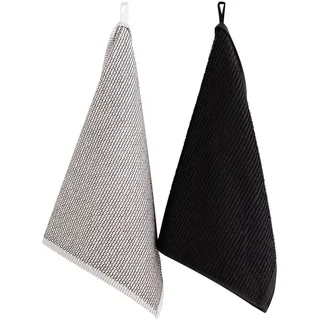 home&you Küchenhandtuch-Set Charm (2er-Set) , Schwarz , Textil , 40x60 cm , Heimtextilien, Geschirrtücher & Schürzen, Geschirrtücher