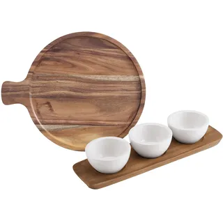 Villeroy & Boch - Artesano Antipasti Geschirr Set aus Porzellan und Holz, 5tlg., Tafelservice für Tapas und Fingerfood