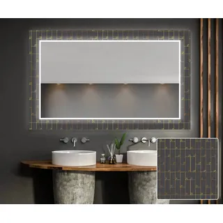 Badspiegel 80x80 cm - Vertikal mit LED Beleuchtung - LED Farbe Kaltweiß 7000K - TOK111 - Individuell Nach Maß - Beleuchtet Wandspiegel Lichtspiegel Badezimmerspiegel - Transparent