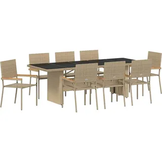 vidaXL Garten Essgruppe 9 pcs Beige Poly-Rattan - Beige