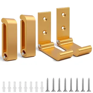 flintronic 4 Stück Kleiderhaken Wand, Platzsparende Garderobenleiste Umklappbaren, Wandgarderobe, Hakenleiste Garderobe, Garderobenhaken, Hakenleiste Kleiderhaken für Jacken Schals (Gold)
