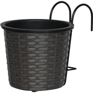 Balkontopf Polyrattan Anthrazit-Schwarz 19 cm x 19 cm x 22 cm