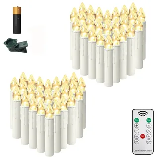 HENGMEI LED kerzen, 50pcs Batterie enthalten Flameless kerzen mit timerfunktion, flackernde Weihnachtskerzen mit Fernbedienung für Hochzeit, Weihnachtsdeko, Geburtstag Party, warm weiß