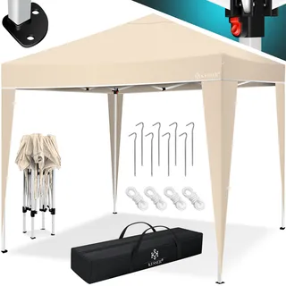 KESSER® Pavillon 3x3m | wasserdicht | inkl. Tragetasche mit Rollen| Pop-Up Klicksystem | UV-Schutz 50+ | Faltpavillon | Gartenzelt | Partyzelt | Metall-Verstrebungen - Beige