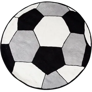 Premier Housewares Kinder Fußball Teppich, Baumwolle, Schwarz