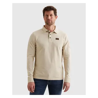 Langarm-Poloshirt PME LEGEND, Herren, Gr. XXL, bone weiß, Web, Obermaterial: 95% Baumwolle, 5% Elasthan, unifarben, regular fit normal, ohne Ausschnitt, Rippbündchen, Shirts Langarm-Poloshirt, mit Logo Stickerei