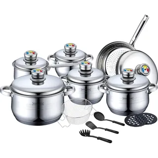 Topf-, Pfanne- und Kochtopf-Set mit Thermo-Wärmesteuerung