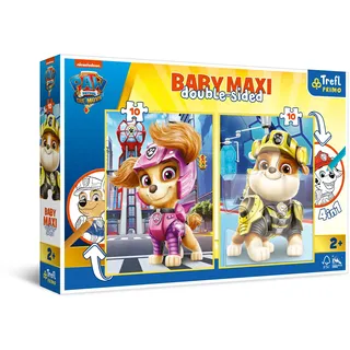 Trefl Primo - PAW Patrol Glückliches Team - 4 in 1: 2x10 große Puzzles, Zwei Malbücher auf der Rückseite, Bunte Puzzles mit Psi Patrol Charakteren, Spaß für Kinder ab 2 Jahren