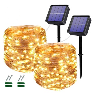 Oreunik Solar Lichterkette Aussen, 2×12M Total 240LED Wasserdicht Lichterkette Warmweiß Innen/Außen Dekoration Beleuchtung für Garten,Terrasse Hof,Bäume,Party,Festival,Hochzeit Deko (Warmweiß)