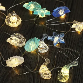 Artrastar Lichterkette Meerestiere mit Timer 2.5M 20LED Maritim Deko | für Kinderzimmer Fenster Garten Hochzeit Party Seepferdchen Seestern Muschel Schnecke Batterie Innen Außen(Warmweiß)