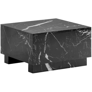 Wohnling Couchtisch Monobloc 60x60x35cm Schwarz Hochglanz Marmoroptik quadratisch - Schwarz