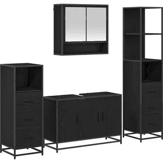 vidaXL Badezimmermöbel-Set 4 stk. Schwarz Eichen-Optik 90 x 33 x 60 cm - Schwarz